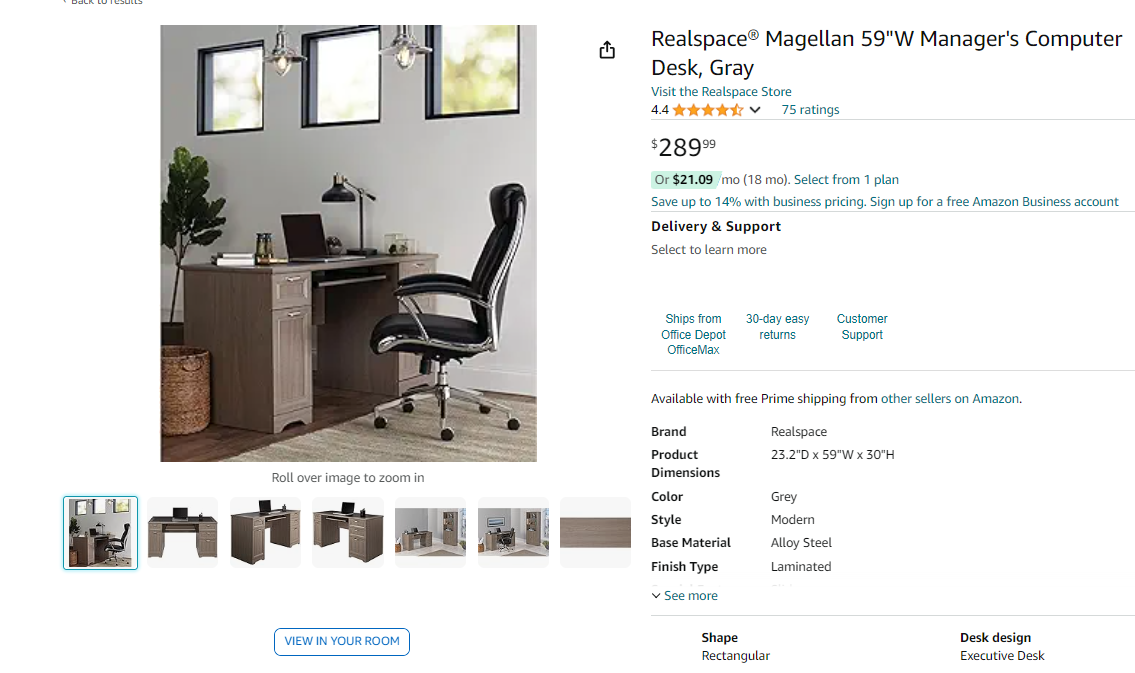 Realspace® Magellan 59"W Manager's Computer Desk, Blonde Ash