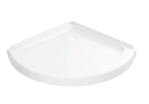 Delta 38 in. L x 38 in. Corner Shower Pan Base with Corner Drain in White Round