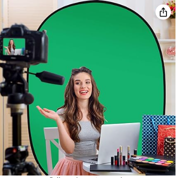 AFHT 5'X7'Portable Green Screen Backdrop with Stand Blue and Green 2-in-1 Collapsible Green Screen Kit, Chromakey Blue and Green Screen Chair