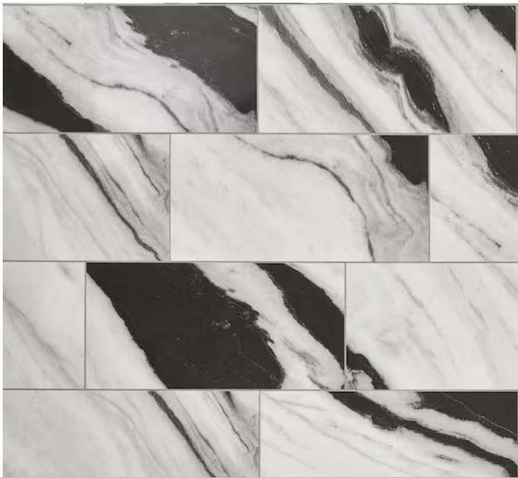 Rapport Panda Marble Polished 12 in. x 24 in. Glazed Porcelain Floor and Wall Tile (17.1 sq. ft./Case)