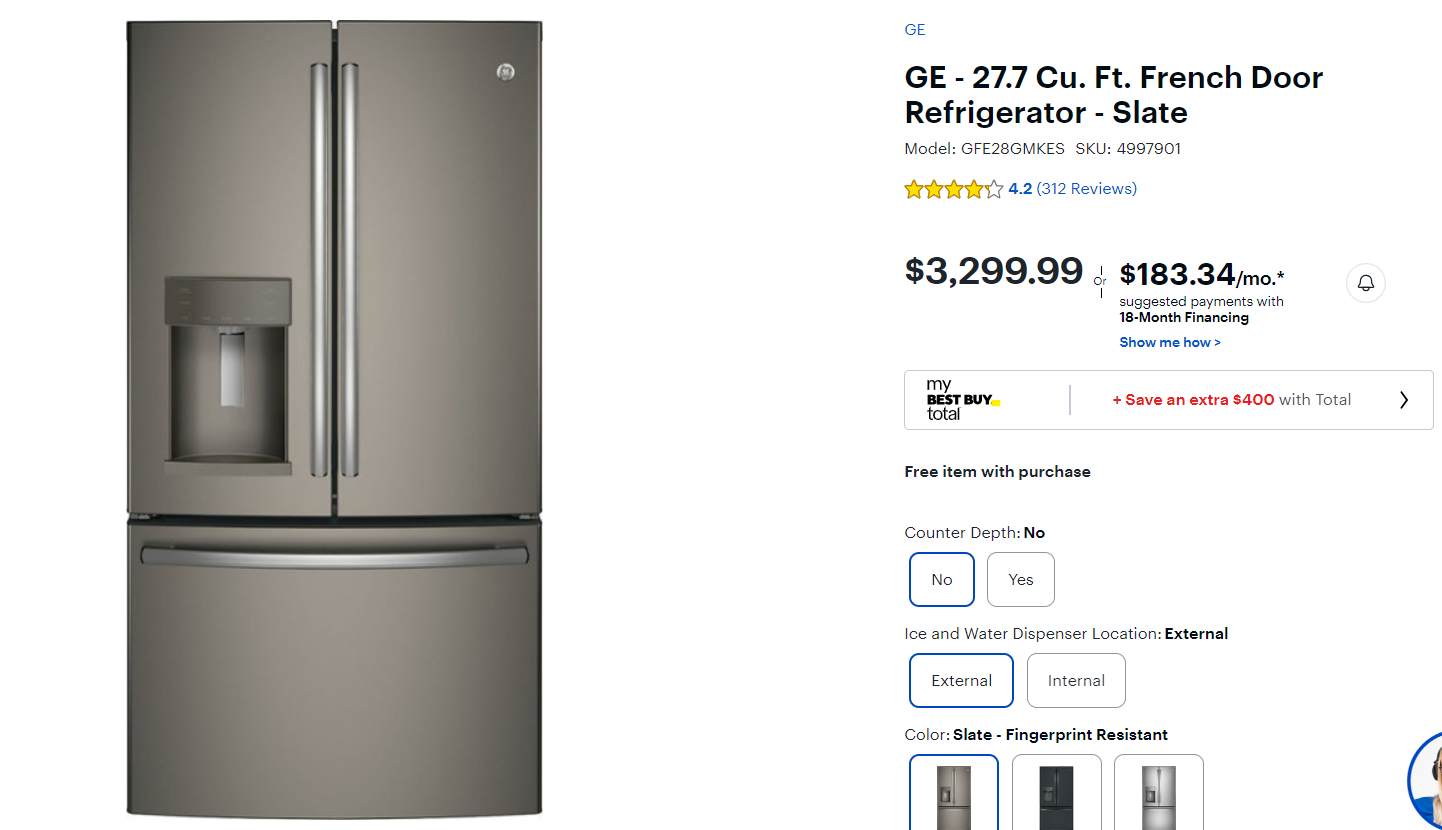 GE 27.8 cu. ft. French Door Refrigerator in Slate, Fingerprint Resistant and ENERGY STAR GFE28GMKES