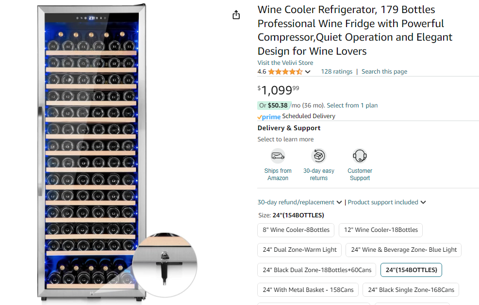 Velivi Wine Cooler Refrigerator, 179 Bottles Professional Wine Fridge with Powerful Compressor,Quiet Operation and Elegant Design for Wine Lovers