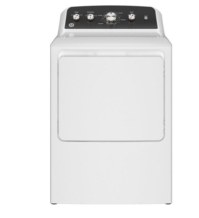 GE - 7.2 Cu. Ft. Gas Dryer with Auto Dry - White with Matte Black GTD48GASWWB BLEMISH