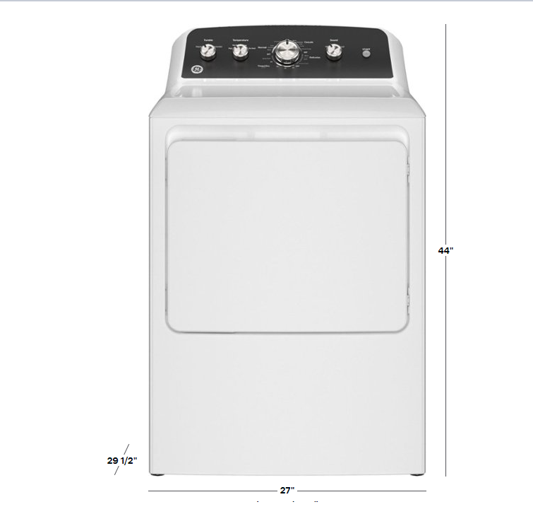 GE - 7.2 Cu. Ft. Gas Dryer with Auto Dry - White with Matte Black GTD48GASWWB BLEMISH