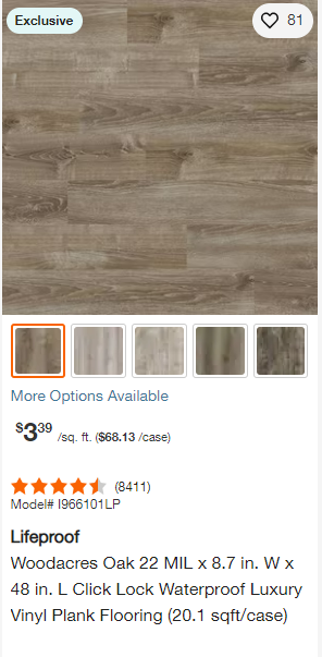 Lifeproof Woodacres Oak 6 MIL x 8.7 in. W x 48 in. L Click Lock Waterproof Luxury Vinyl Plank Flooring