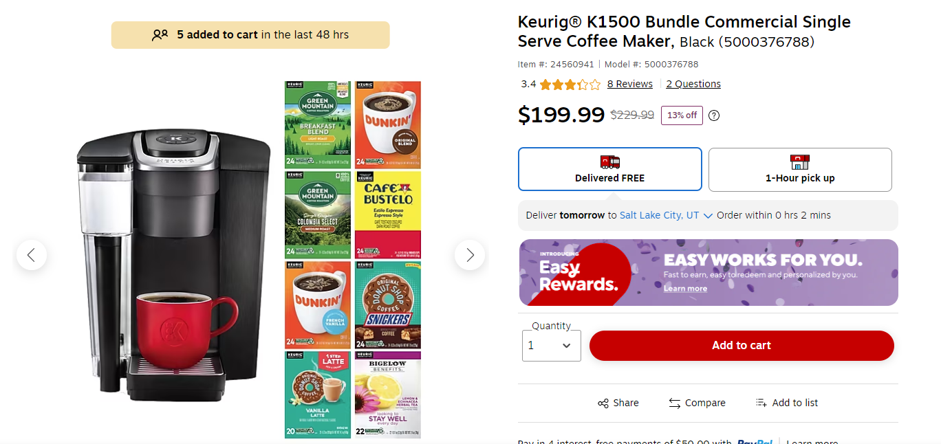 Keurig K-1500 Brewer Bundle with 192 K-Cups