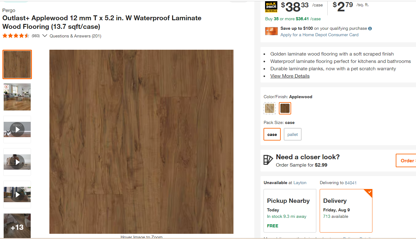 Pergo Outlast+ Applewood 10 mm Thick x 5-1/4 in. Wide x 47-1/4 in. Length Laminate Flooring (13.74 sq. ft./case)