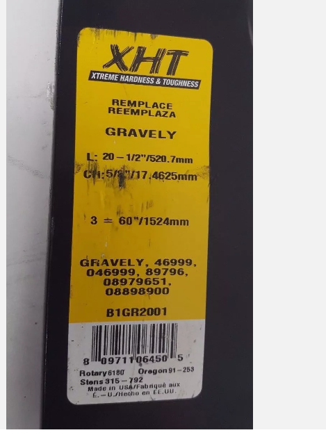 Qty/3 20-1/2" XHT B1GR2001 High Lift Blades Gravely 046999 for 60" Decks 090812