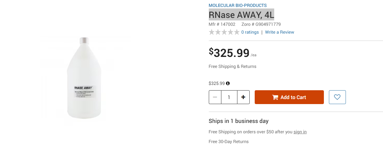 Molecular BioProducts RNase AWAY Surface Decontaminant 4L