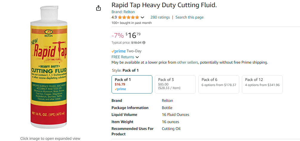 Relton Rapid Tap Heavy Duty Cutting Fluid