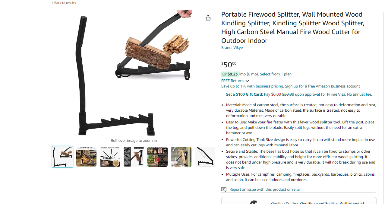 Portable Firewood Splitter, Wall Mounted Wood Kindling Splitter, Kindling Splitter Wood Splitter