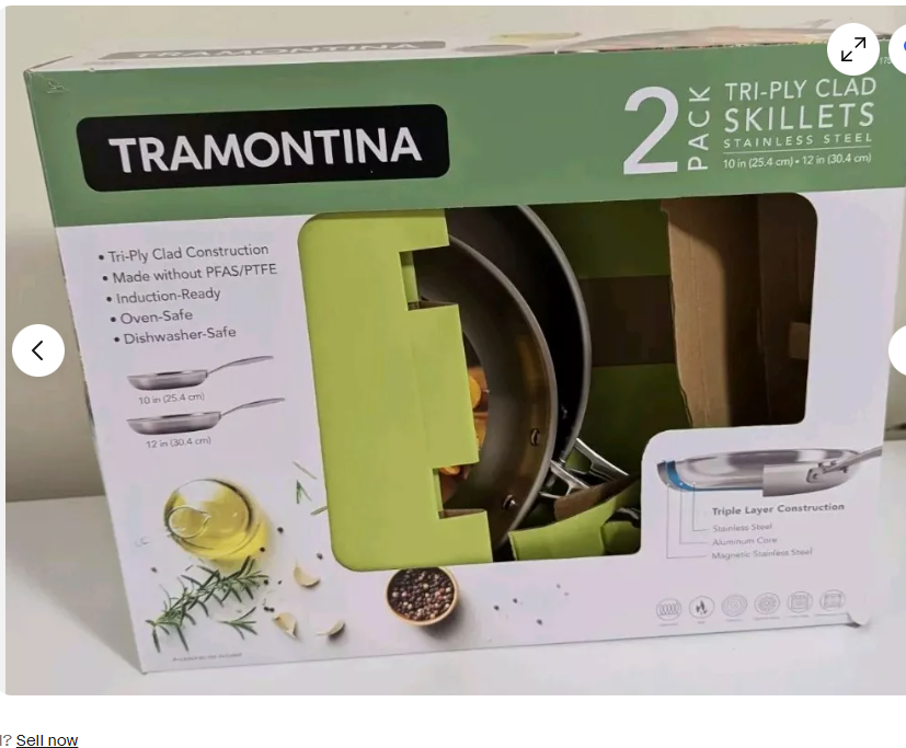 Tramontina 2 Pack Tri-Ply Clad Skillets Stainless Steel