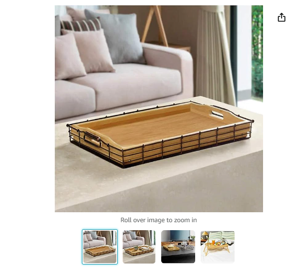 Mesa Bamboo and Metal Tray Set