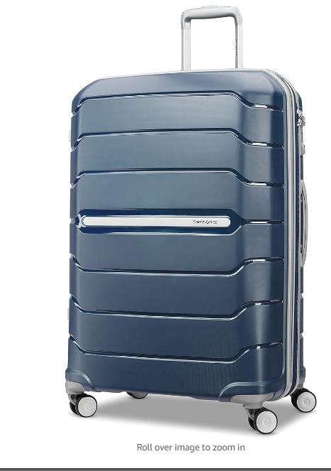 Samsonite Freeform Hardside Expandable with Double Spinner Wheels, Checked-Large 28-Inch, Navy