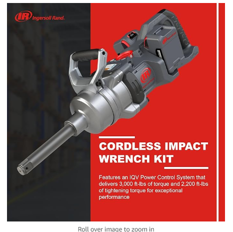 Ingersoll Rand W9691-K4E 20V High-torque 1" Cordless Impact Wrench Kit, includes 3 Batteries and 2 Chargers