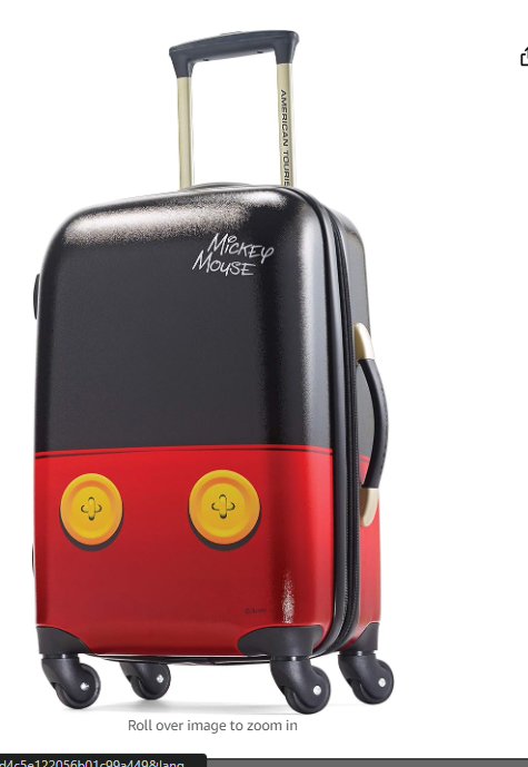 American Tourister Disney Hardside Luggage with Spinner Wheels, Black,Red, Carry-On 21-Inch