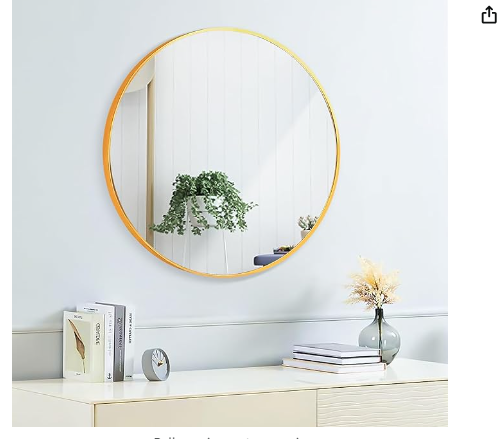 16" Round Mirror Circle Wall Mounted Hanging or Against Wall Metal Frame Dressing Make-up Mirrors for Entryway Bedroom Bathroom Living Room 16 inch Gold