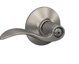 Schlage F40 ACC 619 Accent Door Lever, Bed & Bath Privacy Lock, Satin Nickel