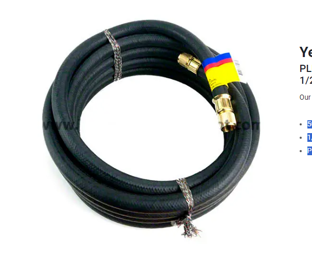 Yellow Jacket 15950 Yellow Jacket PLUS II "C" Heavy Duty Combination Charging/Vacuum Hose, 50' Length, 1/2" Flare x 1/2" Flare