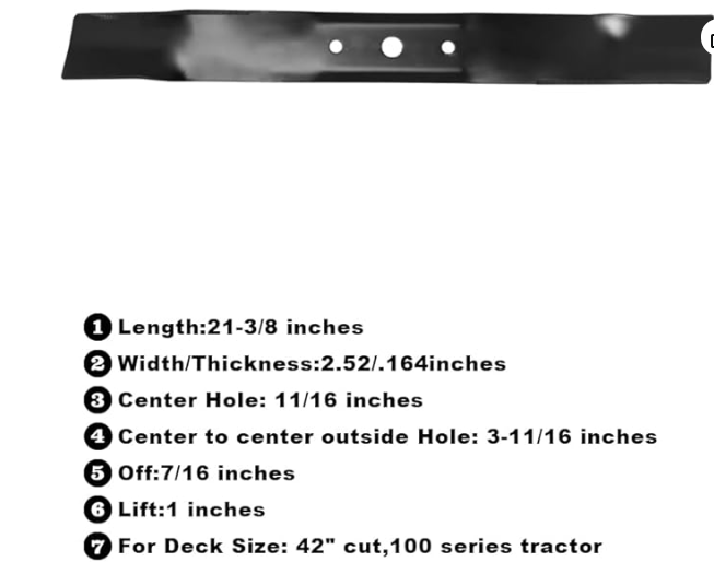 KANXAJJY GX20249 42 inch Mower Blade Fits for John Deere L100 L110 L118 M128485 Fits Scotts L1742 Fits Sabre 1642HS 42" Lawn Tractors Replace for GX20249 GX20433 GY20567，2 Pack