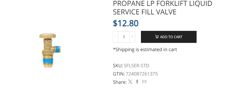 Propane LP Forklift Liquid Service Fill Valve