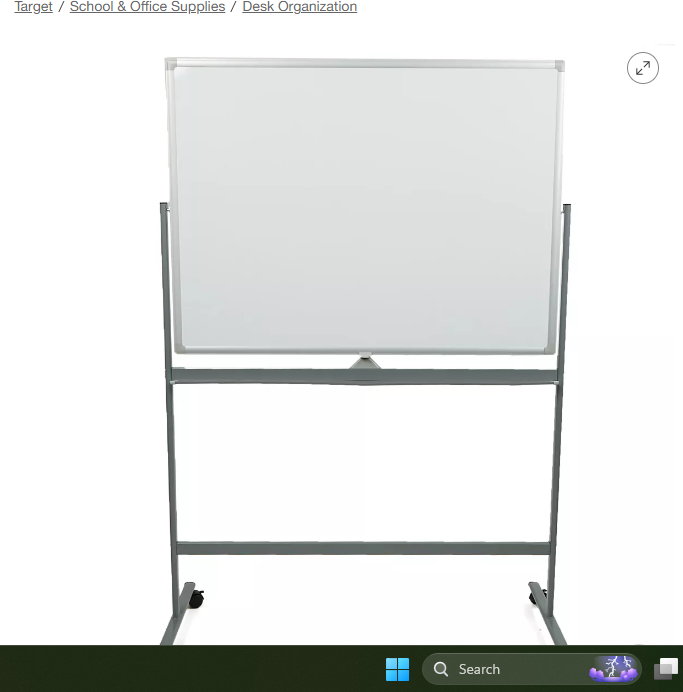 Mind Reader Portable Magnetic Dry Erase Double Sided Easel, White