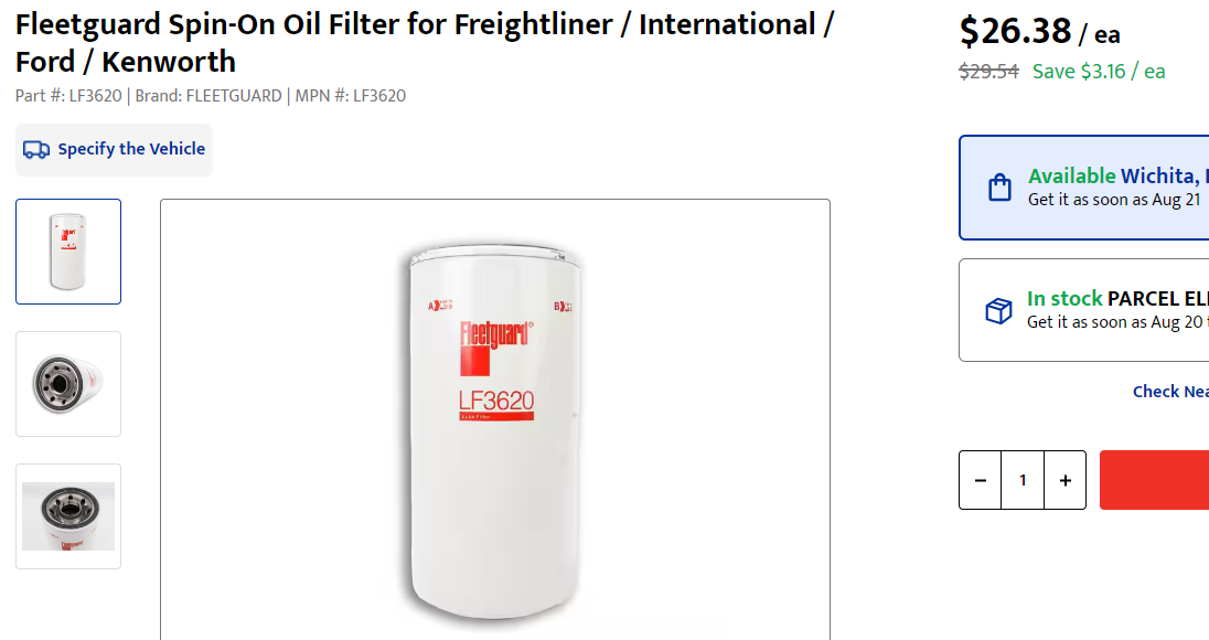 FLEETGUARD LUBE FILTER LF3620