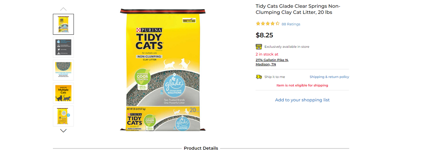 Tidy Cats Glade Clear Springs Non-Clumping Clay Cat Litter, 20 lbs