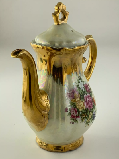 Beautifully Gilded Delicate Floral Motif Teaset Teapot Sugar Creamer