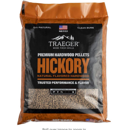 Traeger Grills Hickory 100% All-Natural Wood Pellets for Smokers and Pellet Grills, BBQ, Bake, Roast, and Grill, 20 lb. Bag