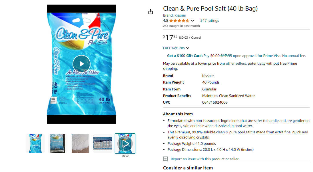 Clean & Pure Pool Salt (40 lb Bag)