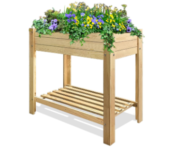 LLAGSAN Raised Planter Box Solid Cedar Natural,34x19x30