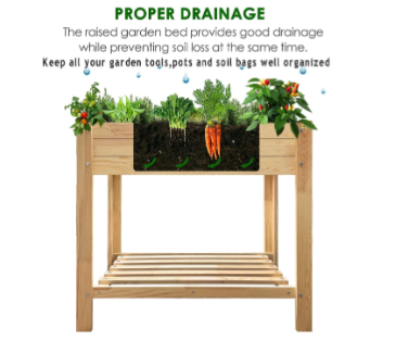 LLAGSAN Raised Planter Box Solid Cedar Natural,34x19x30