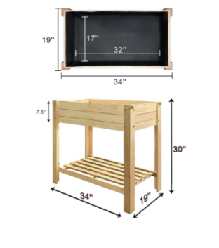 LLAGSAN Raised Planter Box Solid Cedar Natural,34x19x30