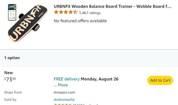 URBNFit Wooden Balance Board Trainer Core Stability