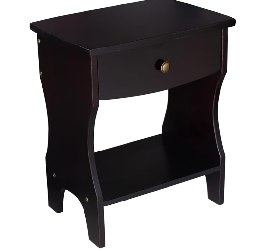 Peivlxar Solid Wood End Table with Drawer Espresso