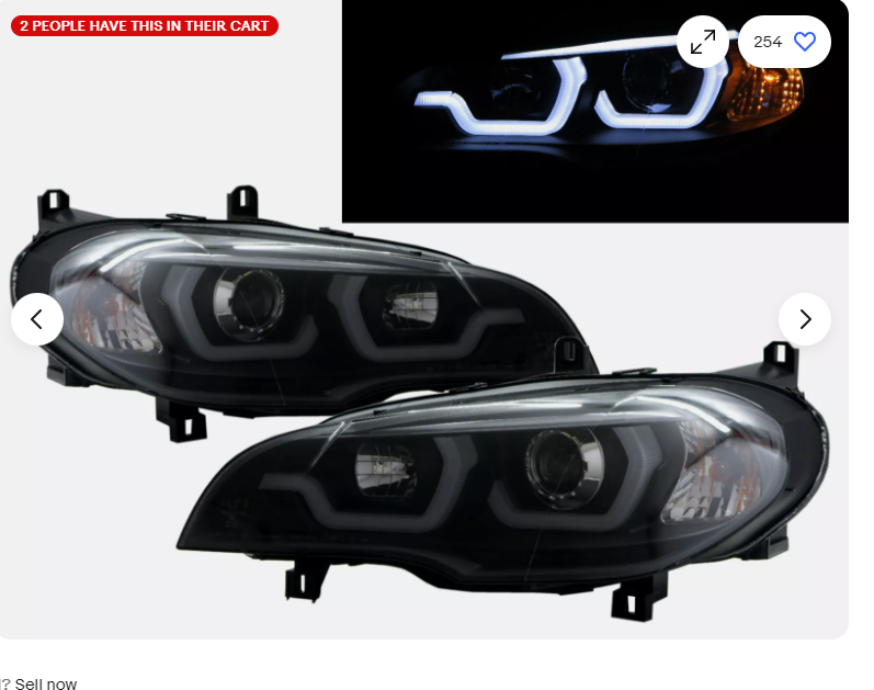 X5 E70 07-10 LED 3D U-Bar regular halogen model Headlight Black for BMW LHD