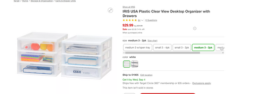 IRIS USA Plastic Clear View Desktop Organizer with Drawers