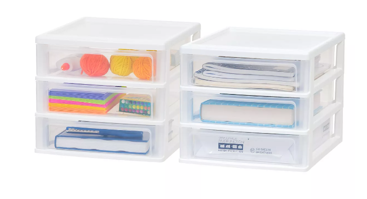 IRIS USA Plastic Clear View Desktop Organizer with Drawers