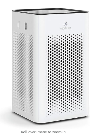 Medify MA-25 Air Purifier with True HEPA H13 Filter | 825 ft² Coverage in 1hr for AllergensQuiet 99.9% Removal to 0.1 Microns | White, 1-Pack