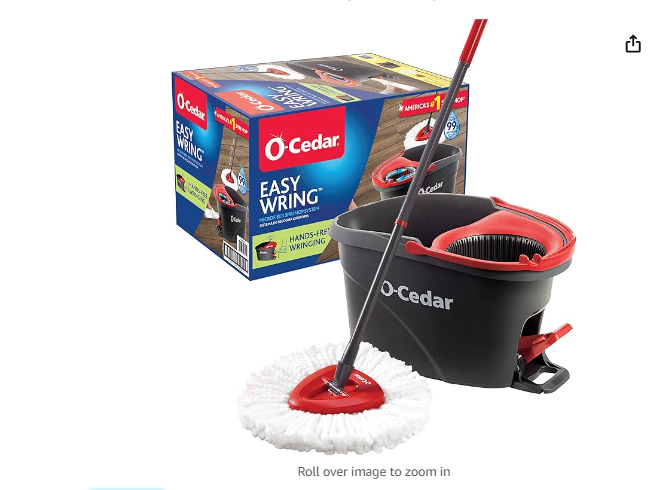 O-Cedar EasyWring Microfiber Spin Mop, Bucket Floor Cleaning System, Red, Gray, Standard ( Box is damaged )