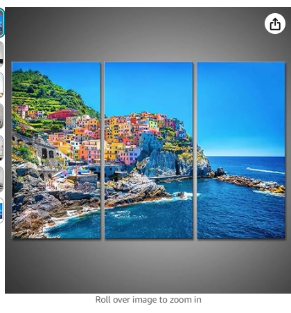 Italy Wall Art Cinque Terre The Picture of Amalfi Coast Landscape Modern Canvas Painting Wall Art Print On Canvas Giclee Artwork for Wall Decor