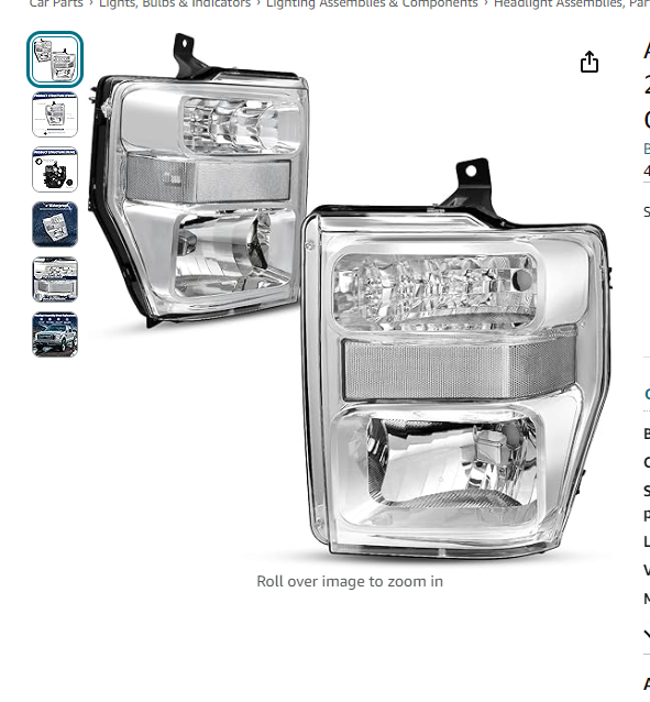 AUTOSAVER88 Headlight Assembly Compatible with 2008-2010 Ford F250 F350 F450 Super Duty Headlamp Chrome Housing Clear Len