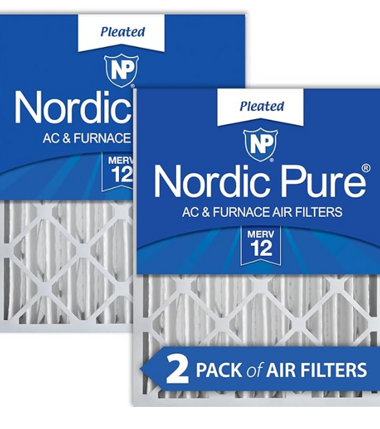 Nordic Pure 20x25x4 (19_1/2 x 24_1/2 x 3_5/8) Pleated MERV 12 Air Filters 2 Pack