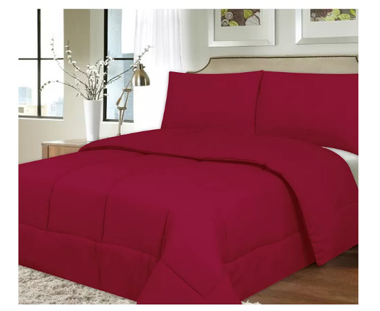 Solid Color Box Stitch Down Alternative King Comforter Set