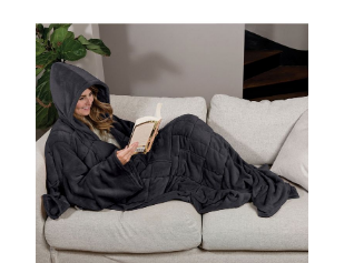 Ella Jayne Wearable Weighted Snuggle Blanket - Black - No Size