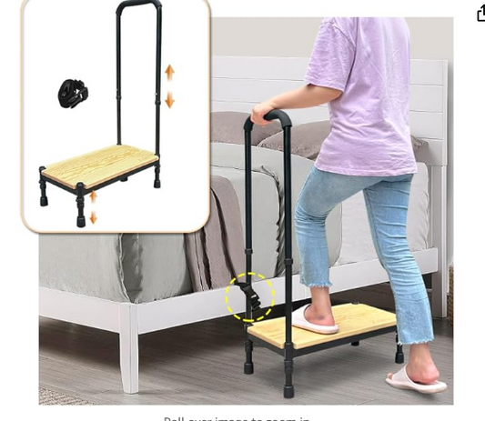 Zelen Medical Step Stool Bed Steps for High Beds for Adults Bedside Step Stool with Handle for Elderly-B0C3W2CDSZ