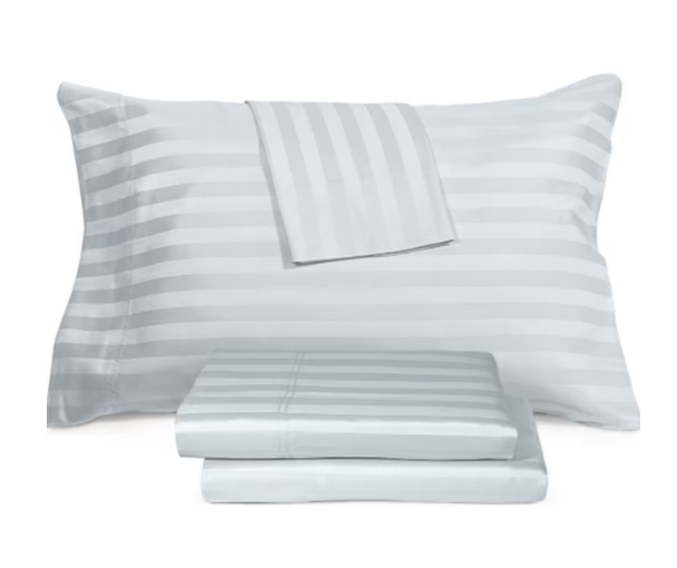 ULTRALUX Blue Woven Stripe 1000 Thread Count Sheet Set, Queen