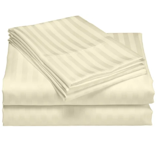 Ultra Lux Wide Stripe 1000-Thread Count 4-Pc. Queen Sheet Set Bedding-IVORY