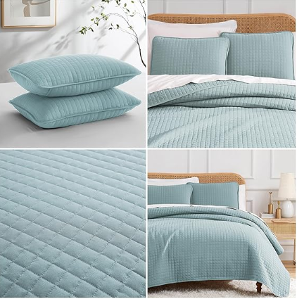 SOUTHSHORE FINE LINENS Vilano Oversized Blue Microfiber King Quilt and Sham Set